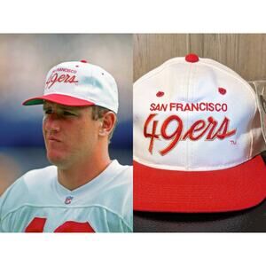 NEW San Francisco 49ers 90s SCRIPT Double Sports Specialties snapback NFL vtg